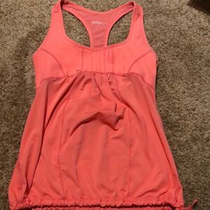 Zella Racerback Tank Womens S Workout Cinch T Back Tank Melon Pink Built In Bra